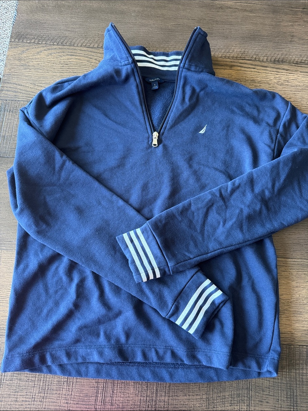 Nautica Navy Half-Zip Pullover with White Stripe Trim